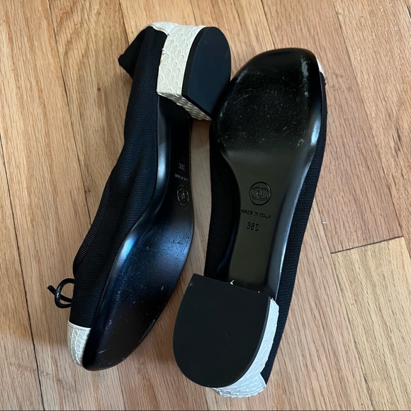 CHANEL BALLERINA BLOCK SHOES HEELS 38 - Picture 4 of 12